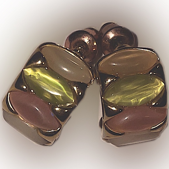 Multicolor Gemstone Hoop Earrings - Picture 2 of 5